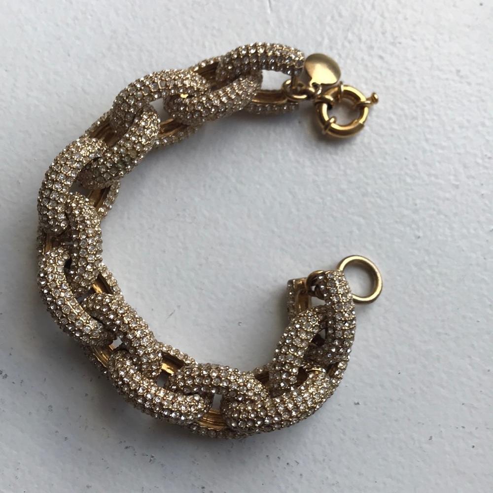 JCrew pave chain link bracelet